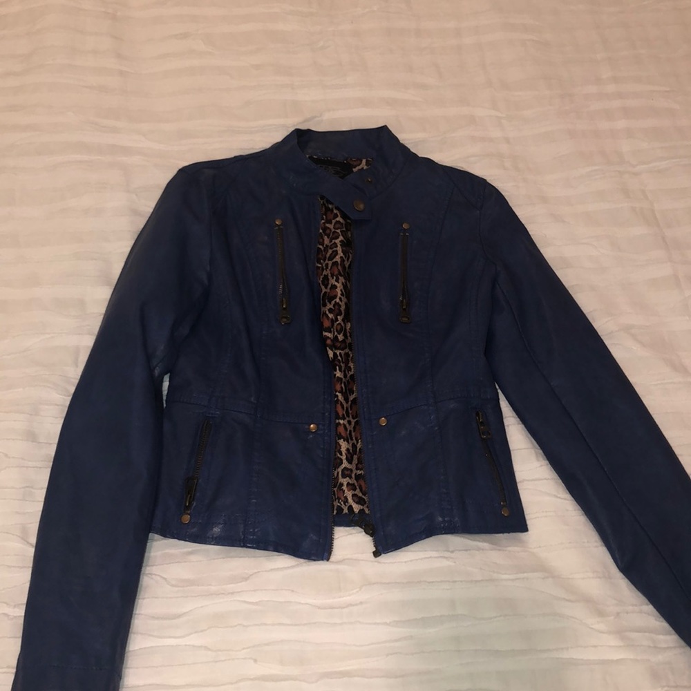 Royal blue leather jacket